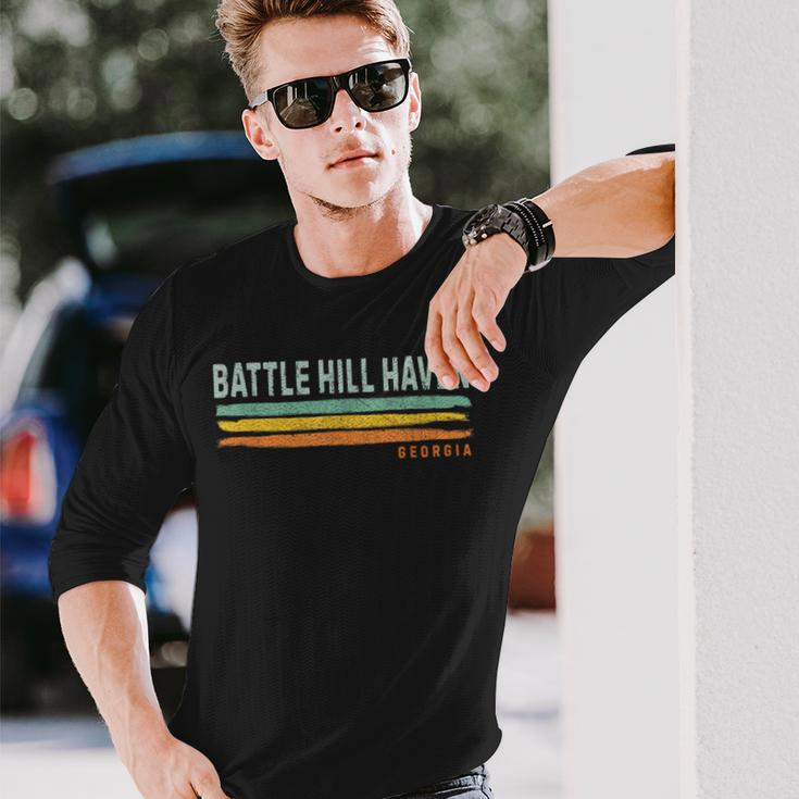 Vintage Stripes Battle Hill Haven Ga Long Sleeve T-Shirt Gifts for Him