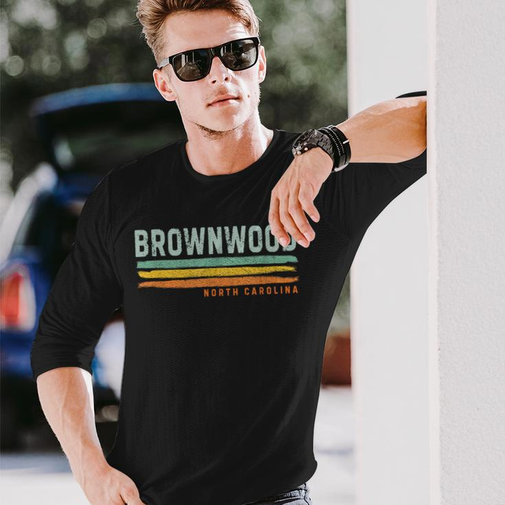 Vintage Stripes Brownwood Nc Long Sleeve T-Shirt Gifts for Him