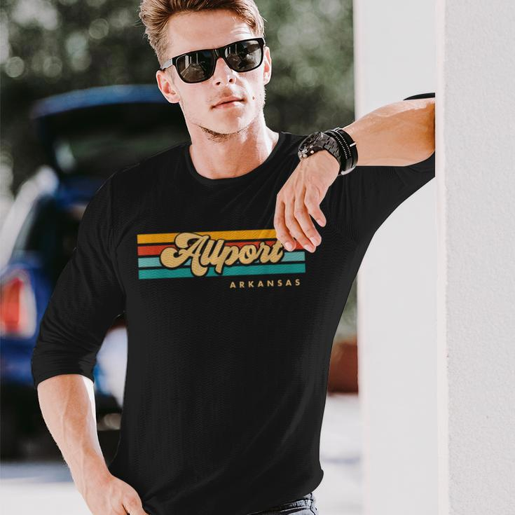 Vintage Sunset Stripes Allport Arkansas Long Sleeve T-Shirt Gifts for Him