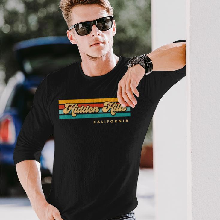 Vintage Sunset Stripes Hidden Hills California Long Sleeve T-Shirt Gifts for Him