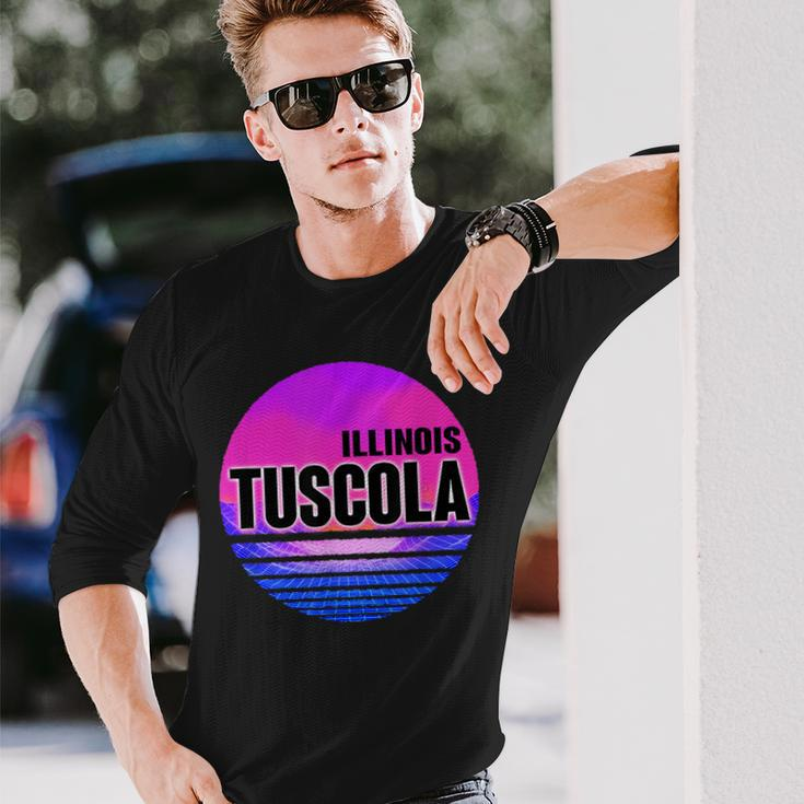 Vintage Tuscola Vaporwave Illinois Long Sleeve T-Shirt Gifts for Him