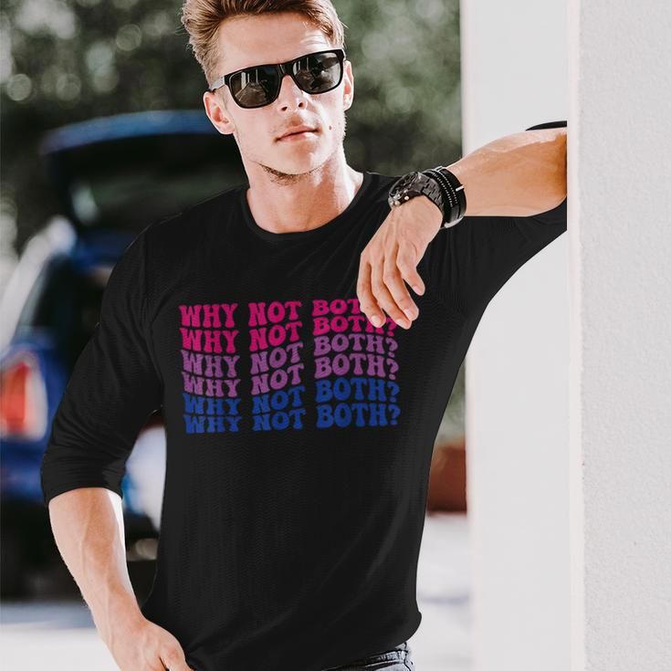 Vintage Why Not Both Gay Bisexual Bi Flag Pride Long Sleeve T-Shirt T-Shirt Gifts for Him
