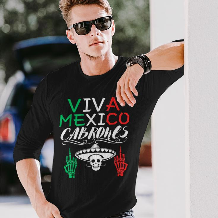 Viva Mexico Cabrones Independence Day Mexican Flag Mexico Long Sleeve T-Shirt Gifts for Him