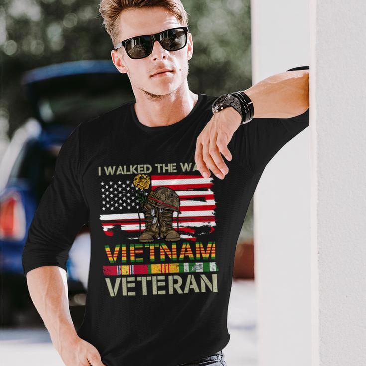 I Walked The Walk Vietnam Veterans American Flag 237 Long Sleeve T-Shirt Gifts for Him