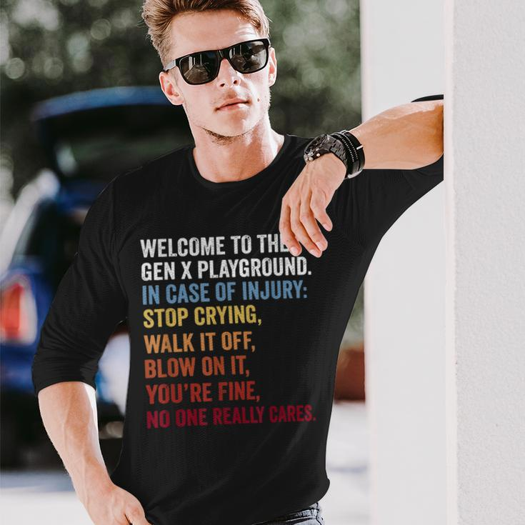 Welcome To The Gen X Playground Generation X 1980 Millennial Long Sleeve Gifts for Him