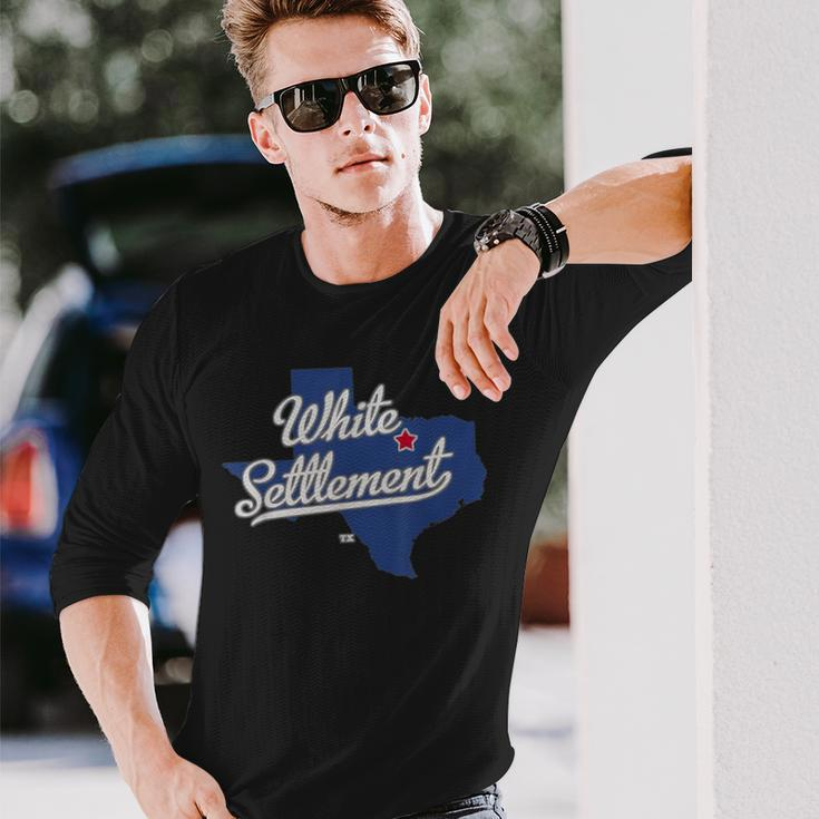 White Settlement Texas Tx Map Long Sleeve T-Shirt Gifts for Him