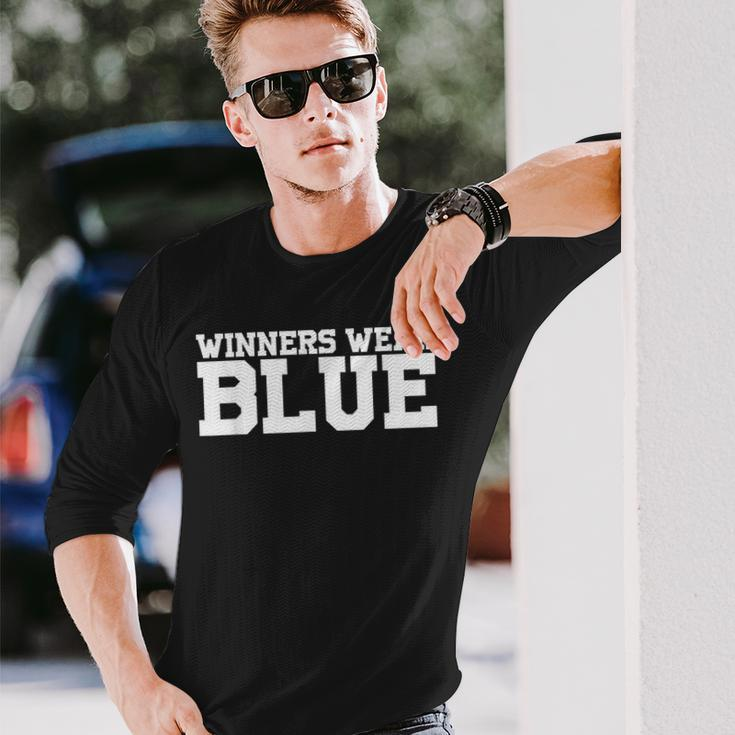 Winners Wear Blue Team Spirit Game Competition Color Sports Long Sleeve T-Shirt Gifts for Him