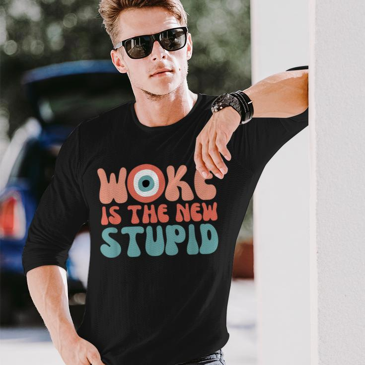 Woke Is The New Stupid Anti Woke Conservative Long Sleeve T-Shirt T-Shirt Gifts for Him