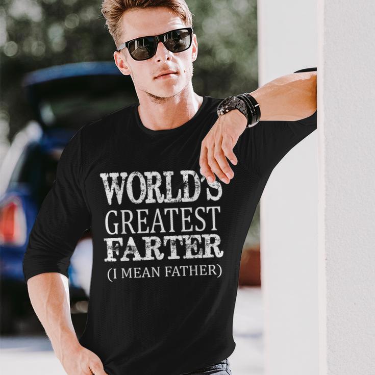 "World's Greatest Farter I Mean Father" Funny T-Shirt For Adults - Orange, Size Large
