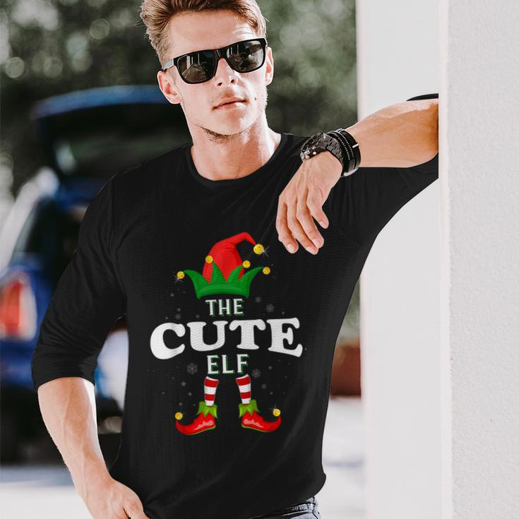 Xmas Cute Elf Family Matching Christmas Pajama Long Sleeve T-Shirt Gifts for Him