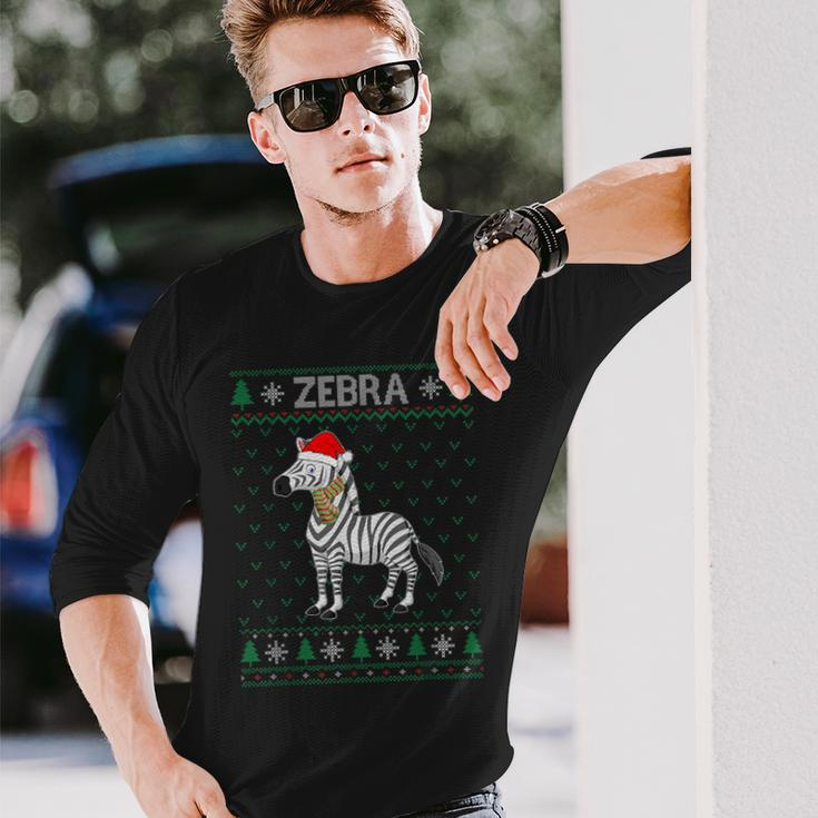 Xmas Zebra Ugly Christmas Sweater Party Long Sleeve T-Shirt Gifts for Him
