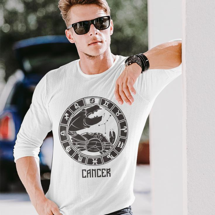 Cancer Zodiac Sign Symbol Stars June July Birthday Long Sleeve T-Shirt Gifts for Him