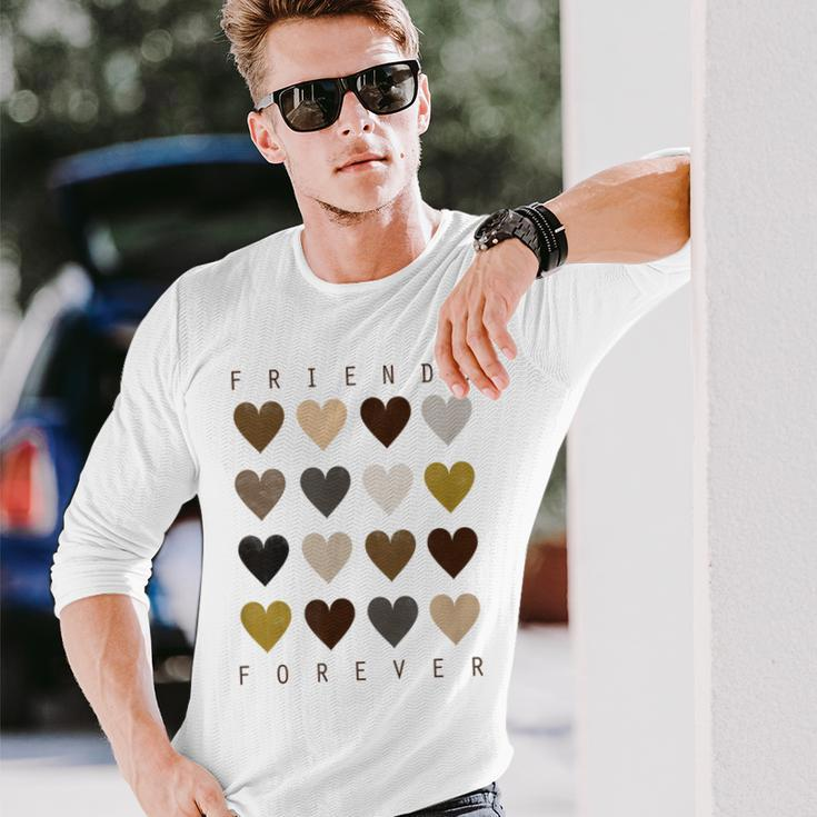 Cute Friends Forever Watercolor Patterned Hearts Friendship Long Sleeve T-Shirt Gifts for Him