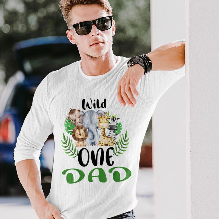Dad Of The Wild One Zoo Birthday Safari Jungle Animal Long Sleeve T-Shirt Gifts for Him