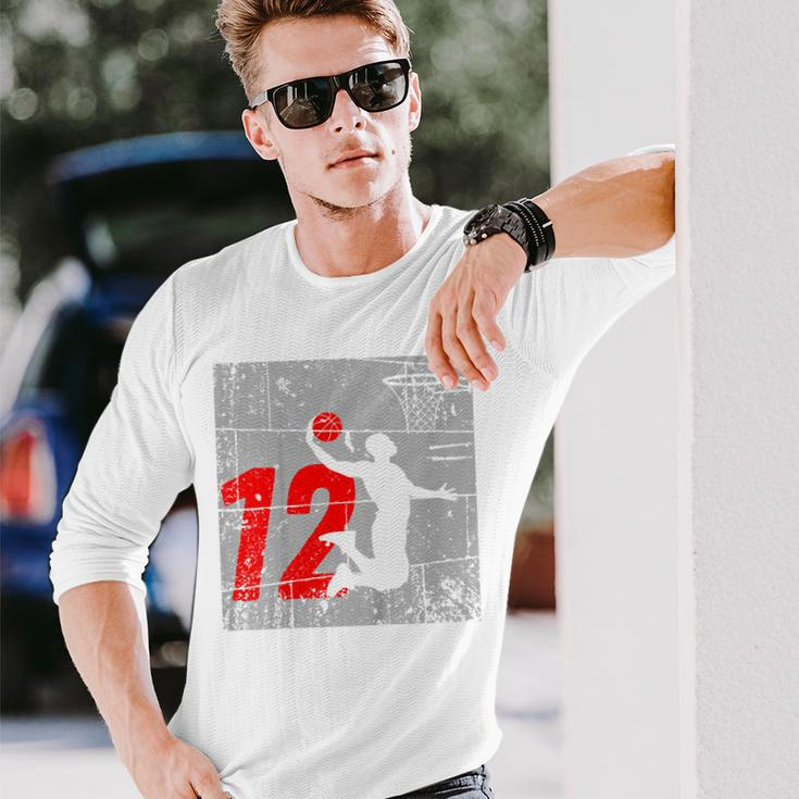 Distressed 12 Year Old 12Th Basketball Birthday Slam Dunk Long Sleeve T-Shirt T-Shirt Gifts for Him
