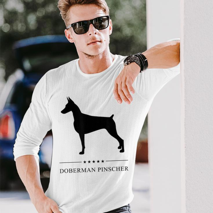 Doberman Pinscher Black Silhouette Long Sleeve T-Shirt Gifts for Him