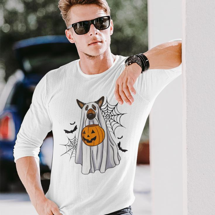 German Shepherd Ghost Halloween Pumpkin For Dog Lover Long Sleeve T-Shirt Gifts for Him