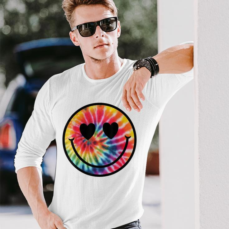 Happy Face Tie Dye Smile Face Long Sleeve Gifts for Him