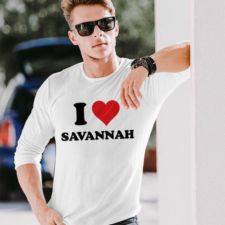 I Heart Savannah First Name I Love Personalized Stuff Long Sleeve T-Shirt Gifts for Him