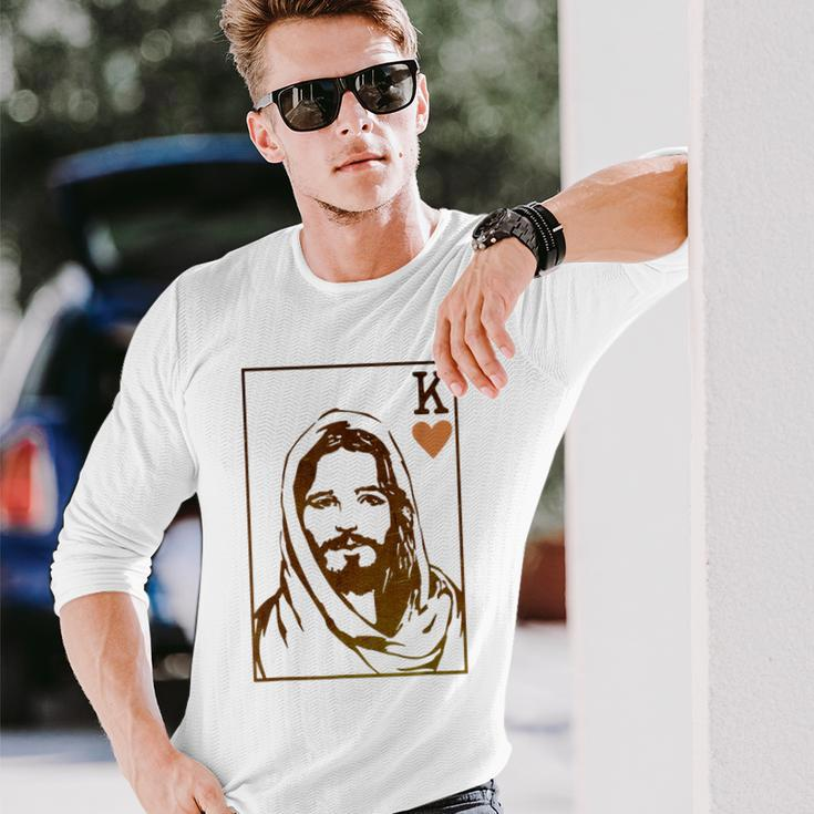 Jesus King Of Hearts Card Christian For Men Women Long Sleeve T-Shirt Gifts for Him