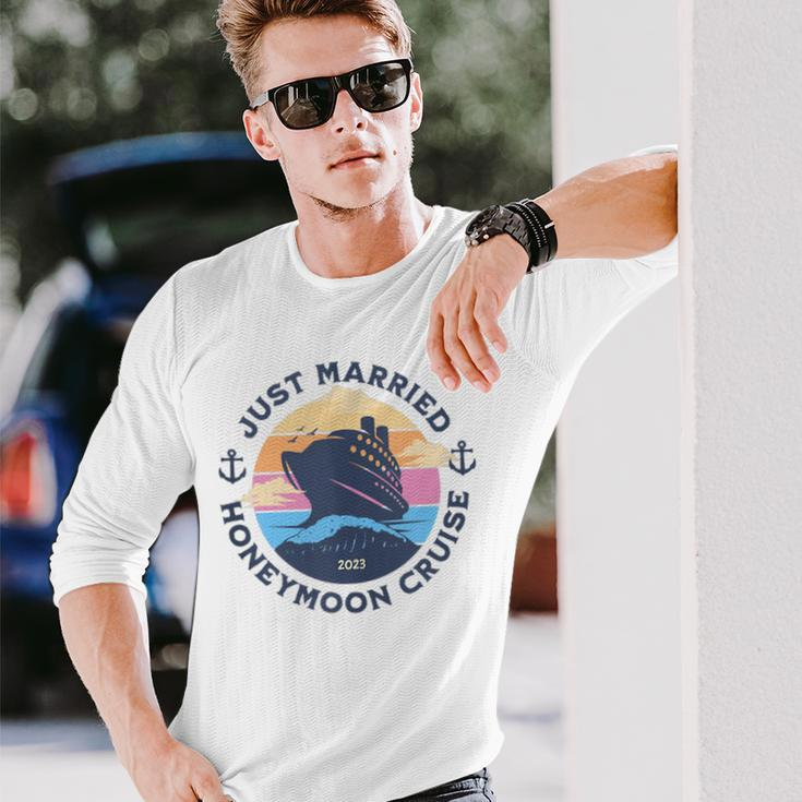 Just Married Honeymoon Cruise 2023 Couple Matching Long Sleeve T-Shirt Gifts for Him