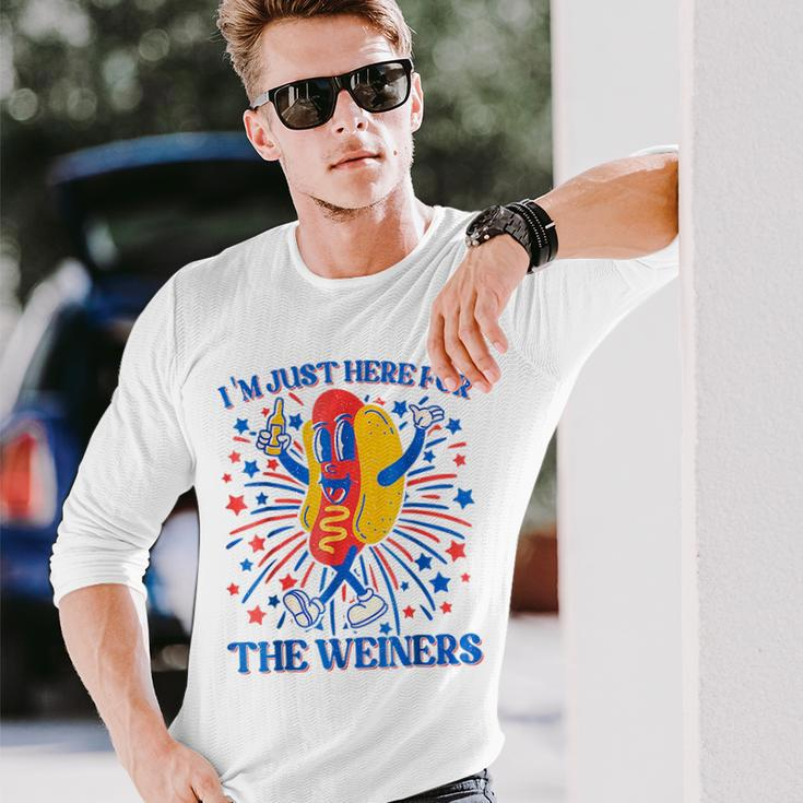Im Just Here For The Wieners 4Th Of July Wieners Long Sleeve T-Shirt Gifts for Him