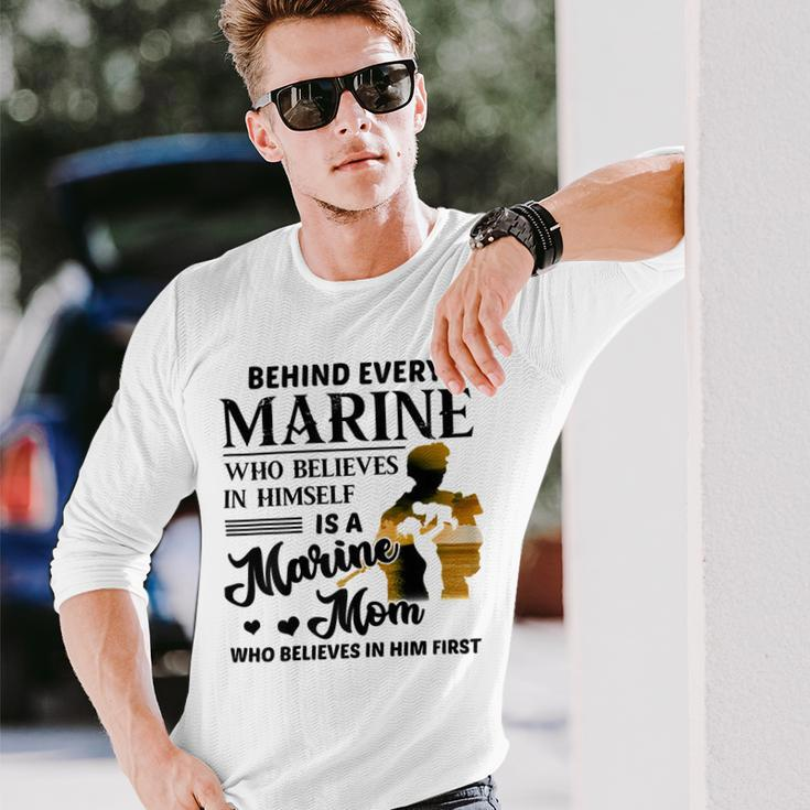 Marine Who Believes Himself Is A Marine Mom Veterans Shirt Long Sleeve T-Shirt Gifts for Him
