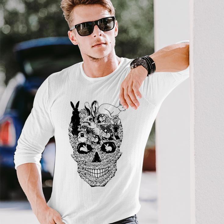 Matching Family Rabbit Skull Costume Halloween Bunny Long Sleeve T-Shirt Gifts for Him