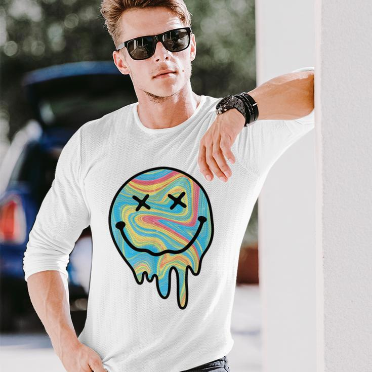 Melting Smile Smiling Melted Dripping Happy Face Cute Long Sleeve T-Shirt Gifts for Him