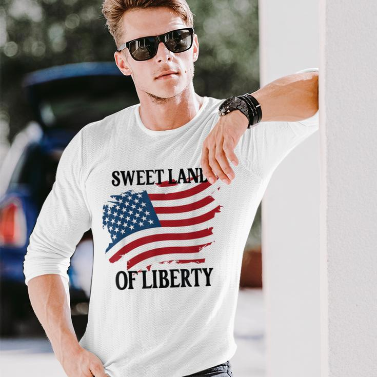 Memorial Day Sweet Land Of Liberty American Flag Long Sleeve T-Shirt Gifts for Him
