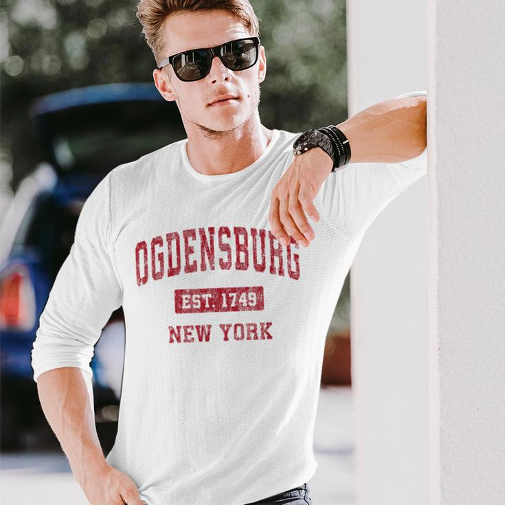 Ogdensburg New York Ny Vintage Sports Red Long Sleeve T-Shirt Gifts for Him