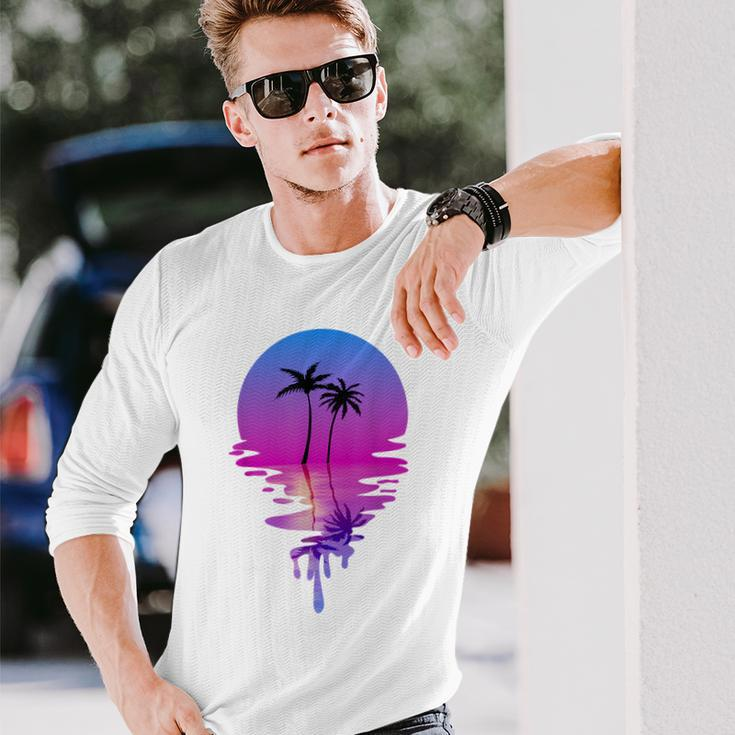 Palm Trees Beach Sunset Beach Lovers Summer Vacation Long Sleeve T-Shirt T-Shirt Gifts for Him