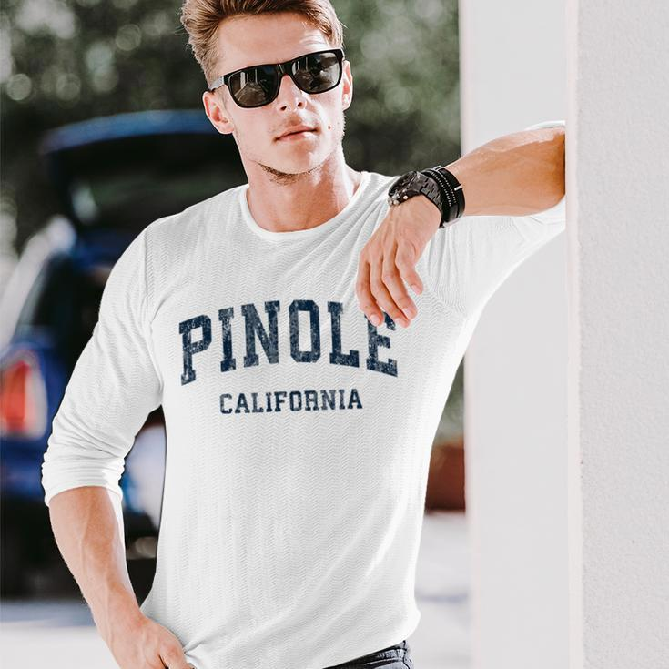 Pinole California Ca Vintage Varsity Sports Navy Long Sleeve T-Shirt Gifts for Him