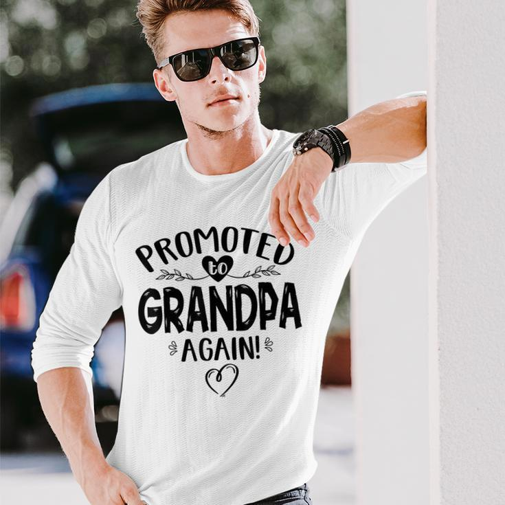 Promoted To Grandpa Again Baby Announcement Long Sleeve T-Shirt T-Shirt Gifts for Him
