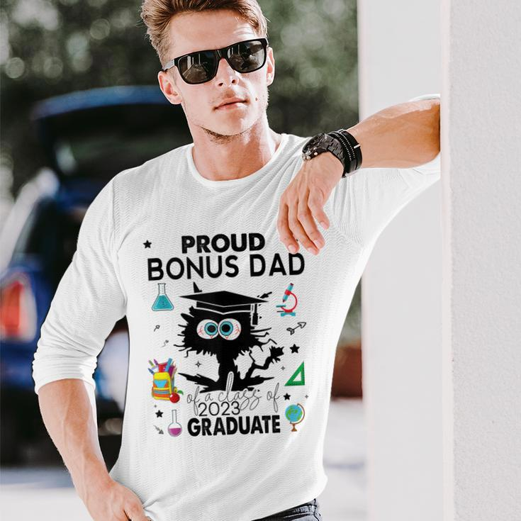 Proud Bonus Dad Of A Class Of 2023 Graduate Black Cat Long Sleeve T-Shirt T-Shirt Gifts for Him