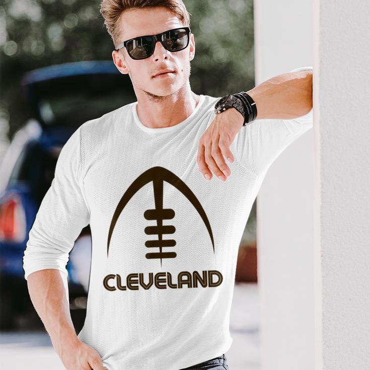 Retro Cleveland Cle Orange Brown Vintage Classic Font Long Sleeve T ...