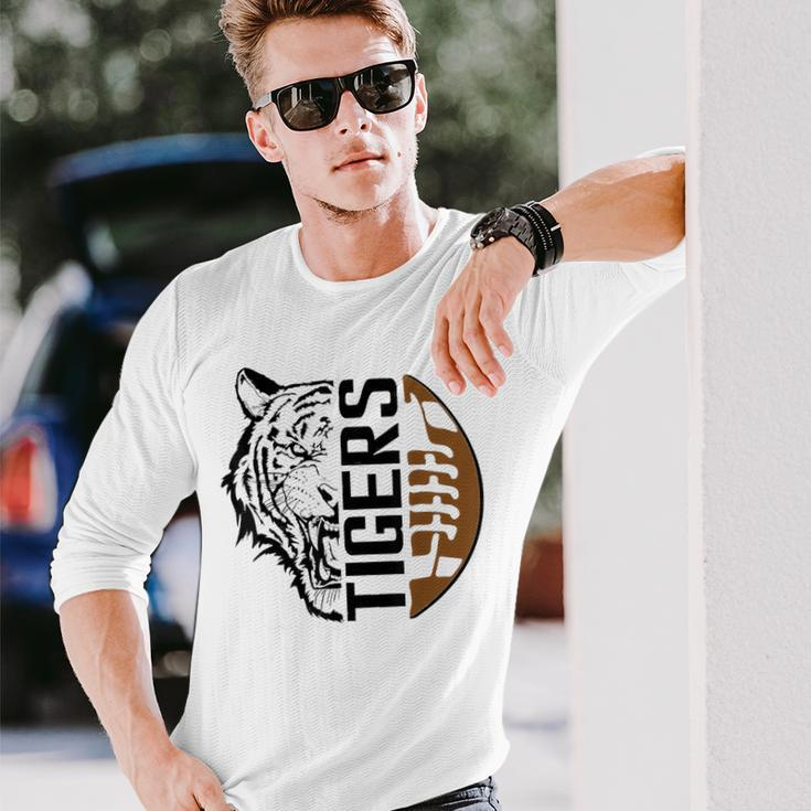 Tigers Swash School Spirit Orange Black Football Sports Fan Long Sleeve T-Shirt Gifts for Him
