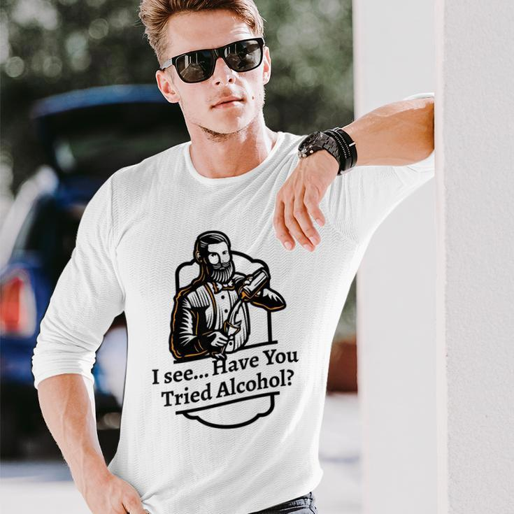Try Drinking Meme Alcohol Therapy Cocktail Shaker Long Sleeve T-Shirt T-Shirt Gifts for Him