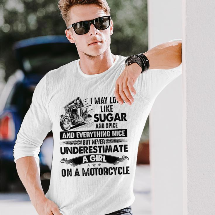Never Underestimate A Girl On A Motorcycle Biker Motorcycle Long Sleeve T-Shirt Gifts for Him
