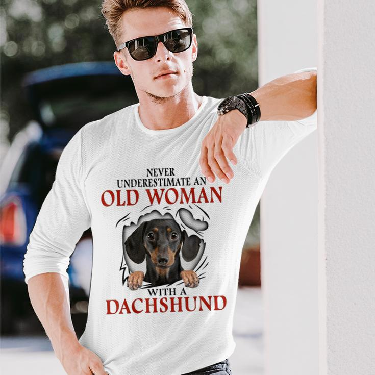Never Underestimate An Old Woman With A Dachshund Long Sleeve T-Shirt Gifts for Him