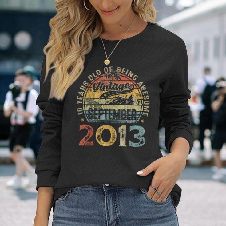 10 Year Old September 2013 Vintage 10Th Birthday Long Sleeve T-Shirt Gifts for Her