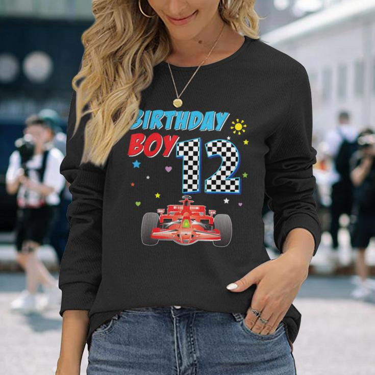 12Th Twelfth Happy Birthday Racing Car Boy 12 Year Old Kid Racing Long Sleeve T-Shirt T-Shirt Gifts for Her