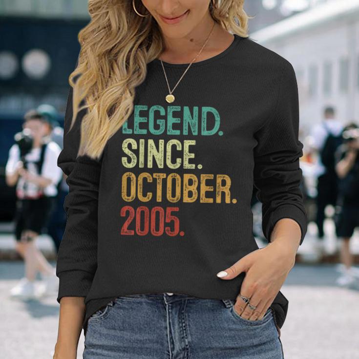 18 Years Old Legend Since October 2005 18Th Birthday Long Sleeve T-Shirt Gifts for Her