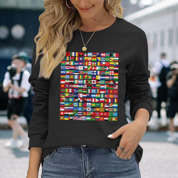 195 Flags Of All Countries In The World International Event Long Sleeve T-Shirt Gifts for Her