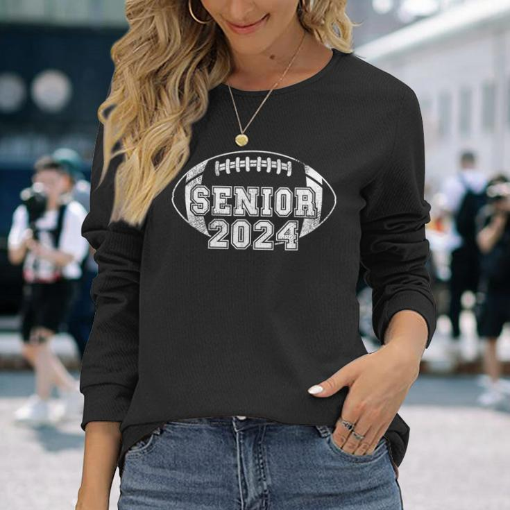 2024 Senior Football Player Class Of 2024 Grunge Senior Year Long Sleeve T-Shirt Gifts for Her