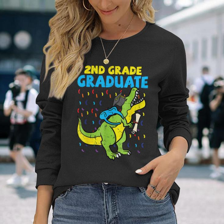 2Nd Grade Graduate Dinosaur Trex Second Grade Graduation Long Sleeve T-Shirt T-Shirt Gifts for Her
