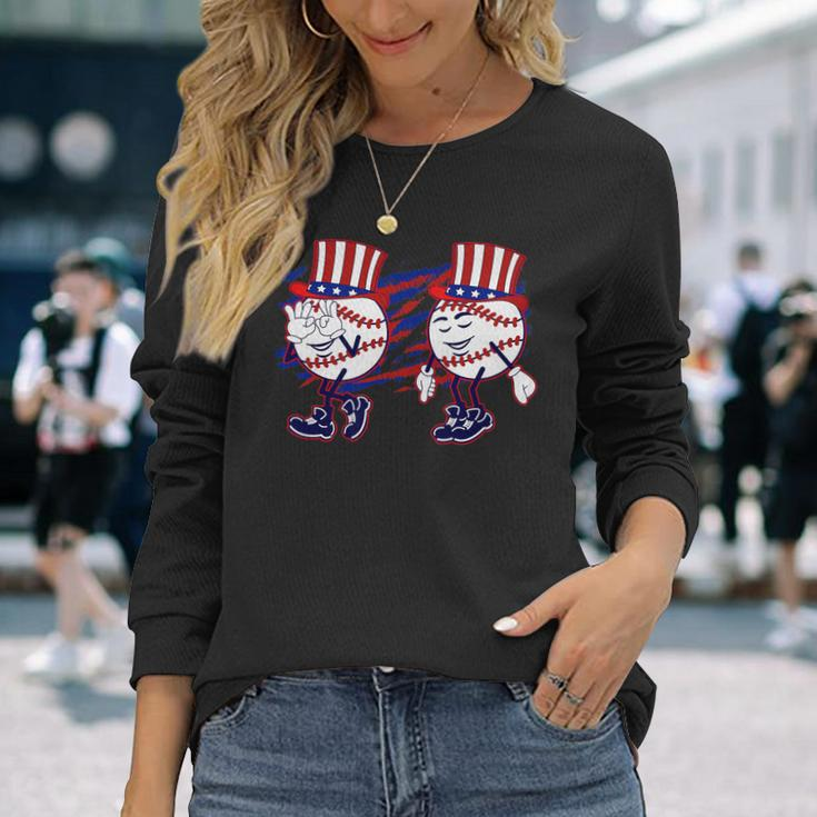 4Th July Baseball Griddy Dance Usa Patriotic Man Long Sleeve T-Shirt T-Shirt Gifts for Her