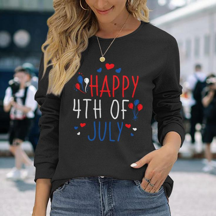 4Th Of July Happy 4Th Of July American Flag Long Sleeve T-Shirt Gifts for Her
