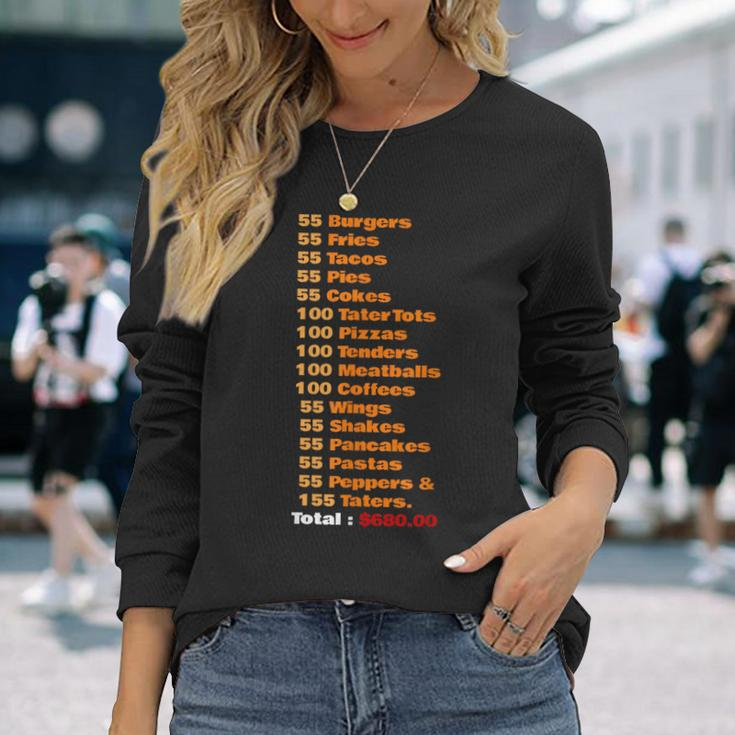 55 Burgers 55 Shakes 55 Fries Think You Should Leave Burgers Long Sleeve T-Shirt T-Shirt Gifts for Her