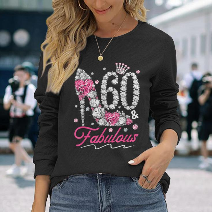60Th Birthday 60 & Fabulous Pink 60 Years Old Diamond Shoes Long Sleeve T-Shirt Gifts for Her
